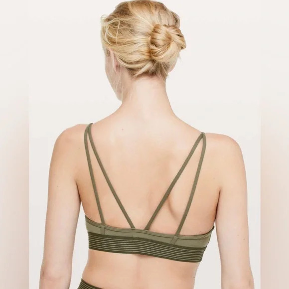 Lululemon | Light Army Green Principal Dancer Golden Lining Bralette - Picture 3 of 8